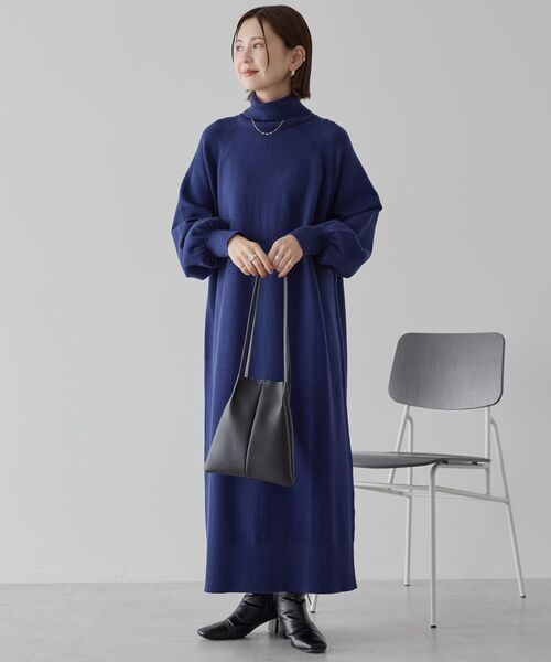 AMERICAN HOLIC（アメリカンホリック）の「バイパチモックネックニットワンピース（ワンピース・レディース・ブラック/杢グレー/ネイビー・M/L）」の16枚目の写真