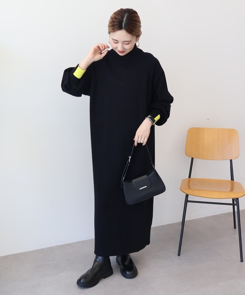 セール】バイパチモックネックニットワンピース（ワンピース