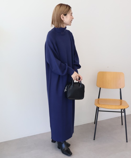 AMERICAN HOLIC（アメリカンホリック）の「バイパチモックネックニットワンピース（ワンピース・レディース・ブラック/杢グレー/ネイビー・M/L）」の5枚目の写真