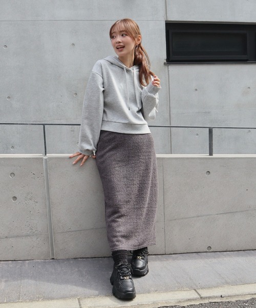 CECIL McBEE（セシルマクビー）の「シャギーナロースカート（スカート・レディース・ブラック/チャコールグレー・MEDIUM/LARGE）」の2枚目の写真