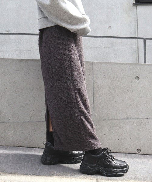 CECIL McBEE（セシルマクビー）の「シャギーナロースカート（スカート・レディース・ブラック/チャコールグレー・MEDIUM/LARGE）」の6枚目の写真