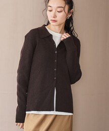 coen | ウール混 襟付きリブニットカーディガン【YouTube紹介アイテム】(カーディガン/ボレロ)