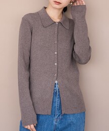 coen | ウール混 襟付きリブニットカーディガン【YouTube紹介アイテム】(カーディガン/ボレロ)