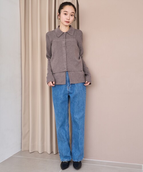 coen（コーエン）の「ウール混 襟付きリブニットカーディガン【YouTube紹介アイテム】（カーディガン/ボレロ・レディース・モカ/ダークブラウン/ブラック・L/M）」の13枚目の写真