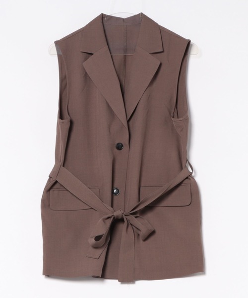 TRIANGLE PALETTE（トライアングルパレット）の「ベルト付きジレ/セットアップ対応（スーツベスト・レディース・ブラック/ベージュ/モカ/ダークグレー/グレー・FREE）」の7枚目の写真