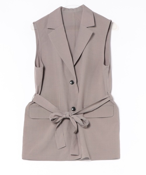 TRIANGLE PALETTE（トライアングルパレット）の「ベルト付きジレ/セットアップ対応（スーツベスト・レディース・ブラック/ベージュ/モカ/ダークグレー/グレー・FREE）」の8枚目の写真