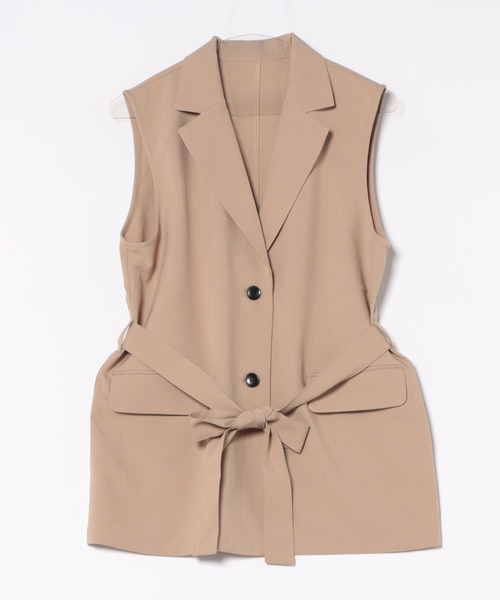 TRIANGLE PALETTE（トライアングルパレット）の「ベルト付きジレ/セットアップ対応（スーツベスト・レディース・ブラック/ベージュ/モカ/ダークグレー/グレー・FREE）」の9枚目の写真