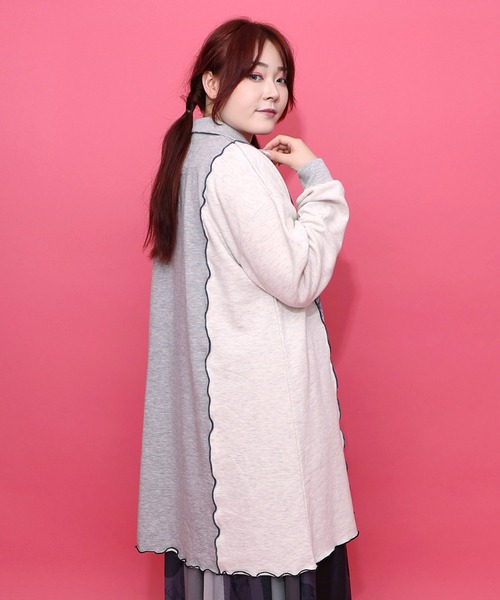 セール】153646：メロウ加工配色ハーフジップワンピース（ワンピース