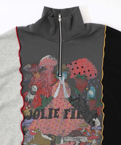 ScoLar（スカラー）の「153646：メロウ加工配色ハーフジップワンピース（ワンピース・レディース・チャコールグレー/杢グレー・M）」の5枚目の写真