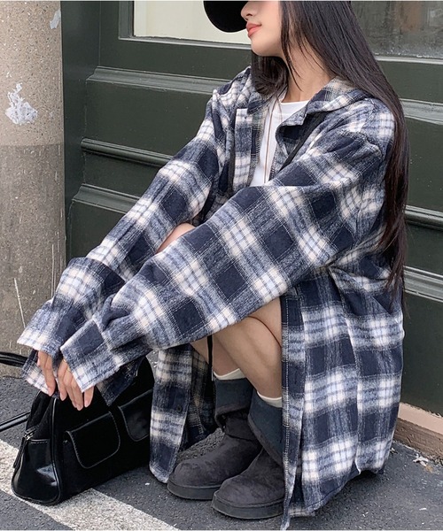 MAISON DE THERESE(メゾン ド テレーズ)の「フード付きチェックのシャケット(テーラードジャケット・レディース・ネイビー・M/L/XL)」の14枚目の写真