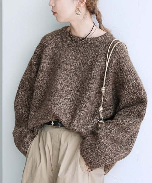 reca（レカ）の「ニュアンスメランジボリュームニット（ニット/セーター・レディース・ネイビー/ブラウン系その他/ボルドー・FREE）」の6枚目の写真