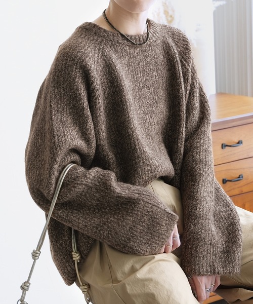 reca（レカ）の「ニュアンスメランジボリュームニット（ニット/セーター・レディース・ネイビー/ブラウン系その他/ボルドー・FREE）」の4枚目の写真