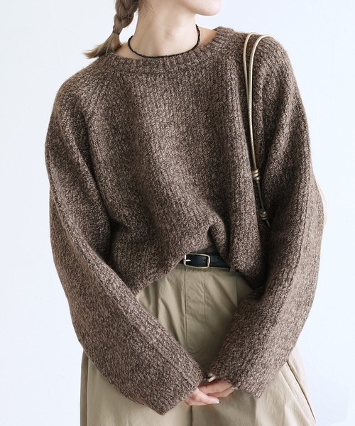 reca（レカ）の「ニュアンスメランジボリュームニット（ニット/セーター・レディース・ネイビー/ブラウン系その他/ボルドー・FREE）」の5枚目の写真