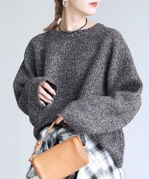 reca（レカ）の「ニュアンスメランジボリュームニット（ニット/セーター・レディース・ネイビー/ブラウン系その他/ボルドー・FREE）」の11枚目の写真