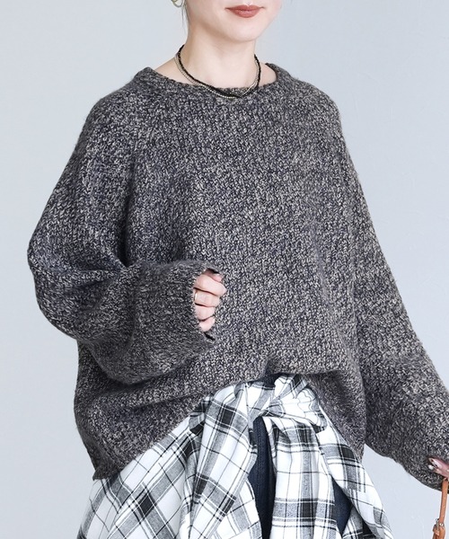 reca（レカ）の「ニュアンスメランジボリュームニット（ニット/セーター・レディース・ネイビー/ブラウン系その他/ボルドー・FREE）」の13枚目の写真