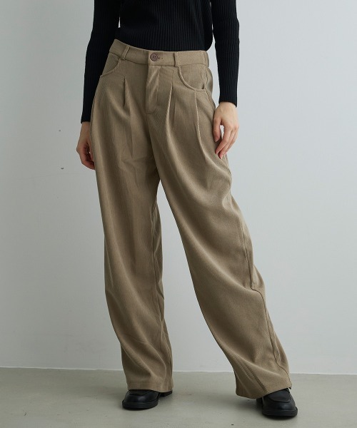 Mirette（ミレット）の「タック入りコーデュロイワイドパンツ Tucked Corduroy Wide Pants（その他パンツ・レディース・ブラウン/サンドベージュ/ブラック系/ブラック・MEDIUM/SMALL/LARGE）」の5枚目の写真