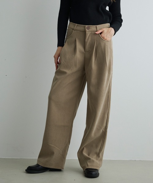Mirette（ミレット）の「タック入りコーデュロイワイドパンツ Tucked Corduroy Wide Pants（その他パンツ・レディース・ブラウン/サンドベージュ/ブラック系/ブラック・MEDIUM/SMALL/LARGE）」の6枚目の写真