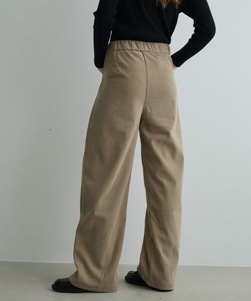 Mirette（ミレット）の「タック入りコーデュロイワイドパンツ Tucked Corduroy Wide Pants（その他パンツ・レディース・ブラウン/サンドベージュ/ブラック系/ブラック・MEDIUM/SMALL/LARGE）」の9枚目の写真