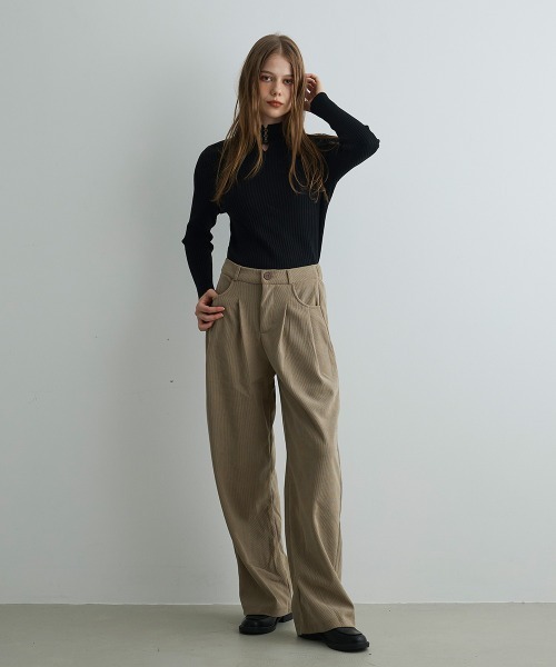Mirette（ミレット）の「タック入りコーデュロイワイドパンツ Tucked Corduroy Wide Pants（その他パンツ・レディース・ブラウン/サンドベージュ/ブラック系/ブラック・MEDIUM/SMALL/LARGE）」の11枚目の写真