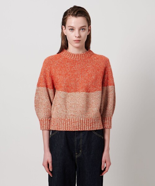 ASTRAET（アストラット）の「＜ASTRAET＞3G ショートスリーブ クルーネックニット（ニット/セーター・レディース・オレンジ/ネイビー・FREE）」の17枚目の写真