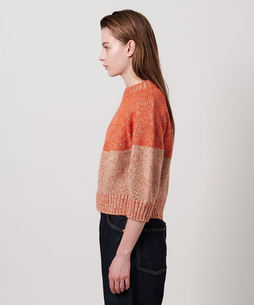 ASTRAET（アストラット）の「＜ASTRAET＞3G ショートスリーブ クルーネックニット（ニット/セーター・レディース・オレンジ/ネイビー・FREE）」の18枚目の写真