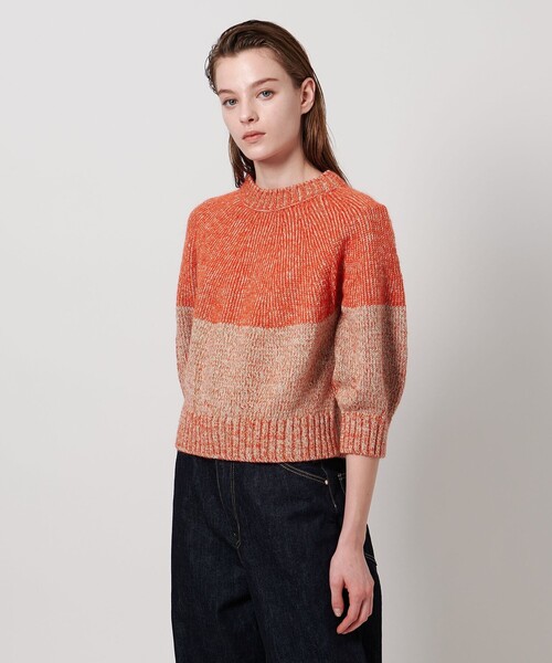 ASTRAET（アストラット）の「＜ASTRAET＞3G ショートスリーブ クルーネックニット（ニット/セーター・レディース・オレンジ/ネイビー・FREE）」の12枚目の写真