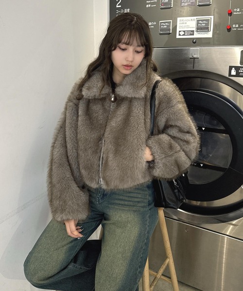 セール】♪Wジップファスナー フェイクファーブルゾン（ブルゾン）｜AS