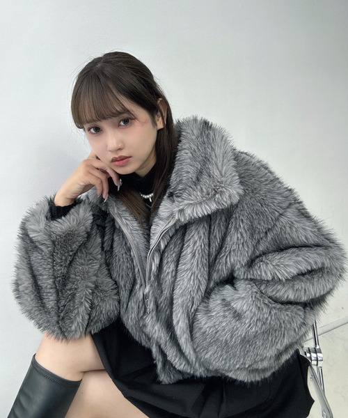 セール】♪Wジップファスナー フェイクファーブルゾン（ブルゾン）｜AS