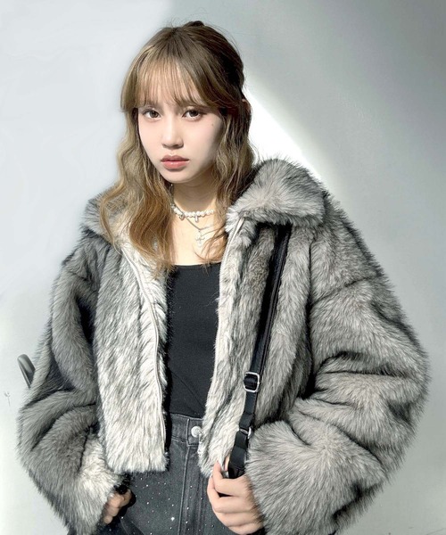 セール】♪Wジップファスナー フェイクファーブルゾン（ブルゾン）｜AS