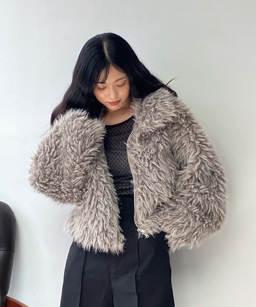 セール】♪Wジップファスナー フェイクファーブルゾン（ブルゾン）｜AS