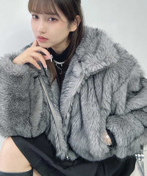 ヤンヤンLadyファーブルゾンのアウター ブルゾン アウター 2WAYアレンジカラーファーブルゾン レディース