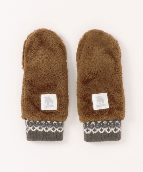 セール】MOZ /レディースフェイクファー指なしフードつきグローブ