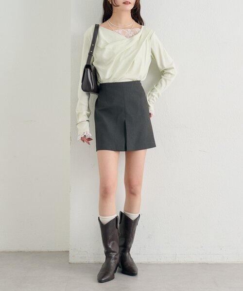 mystic（ミスティック）の「【新色チャコールグレーが登場！/低身長/高身長/2サイズ展開◎】スリットミニスカパン（スカート・レディース・ブラウン/ブラック/ブラウン系その他/チャコールグレー・1/2）」の16枚目の写真