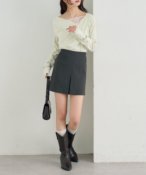 mystic（ミスティック）の「【新色チャコールグレーが登場！/低身長/高身長/2サイズ展開◎】スリットミニスカパン（スカート・レディース・ブラウン/ブラック/ブラウン系その他/チャコールグレー・1/2）」の17枚目の写真
