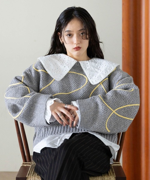 コード刺繍ニットプルオーバー（ニット/セーター）｜RAGEBLUE（レイジ