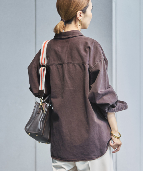 FRAMeWORK CHINO SLOUCHY シャツ　ブラウン フレームワーク FRAMeWORK CHINO SLOUCHY シャツ （ブラウン