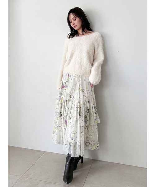 SNIDEL（スナイデル）の「ラッフルフリルティアードスカート（スカート・レディース・アイボリー/その他/ピンク・0/1）」の8枚目の写真