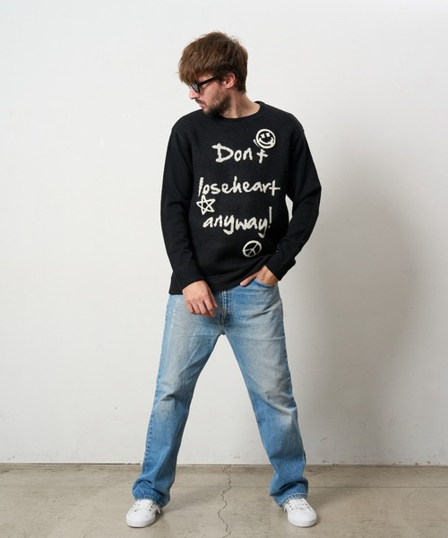 STUD MUFFIN（スタッドマフィン）の「STUD MUFFIN/スタッドマフィン/メッセージダブルジャガード & サガラパッチワーク プルオーバー（ニット/セーター・メンズ・ブラック/グレー・2/3/4）」の7枚目の写真