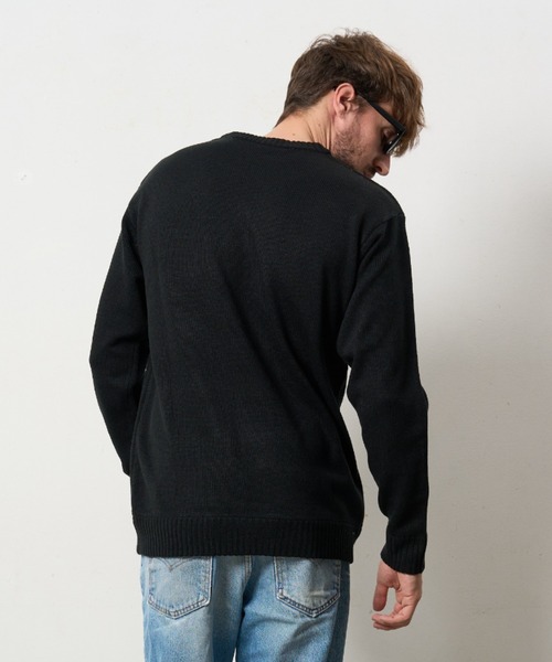 STUD MUFFIN（スタッドマフィン）の「STUD MUFFIN/スタッドマフィン/メッセージダブルジャガード & サガラパッチワーク プルオーバー（ニット/セーター・メンズ・ブラック/グレー・2/3/4）」の6枚目の写真