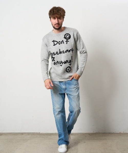 STUD MUFFIN（スタッドマフィン）の「STUD MUFFIN/スタッドマフィン/メッセージダブルジャガード & サガラパッチワーク プルオーバー（ニット/セーター・メンズ・ブラック/グレー・2/3/4）」の11枚目の写真