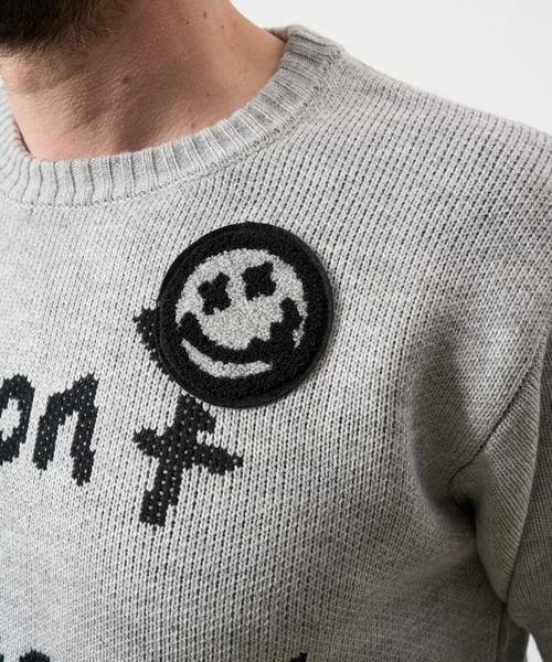 STUD MUFFIN（スタッドマフィン）の「STUD MUFFIN/スタッドマフィン/メッセージダブルジャガード & サガラパッチワーク プルオーバー（ニット/セーター・メンズ・ブラック/グレー・2/3/4）」の14枚目の写真
