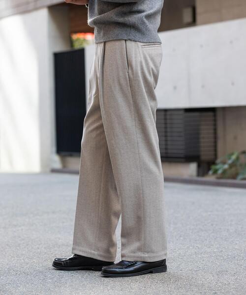セール】ストレッチヘリンボーン1タックワイドスラックス（その他