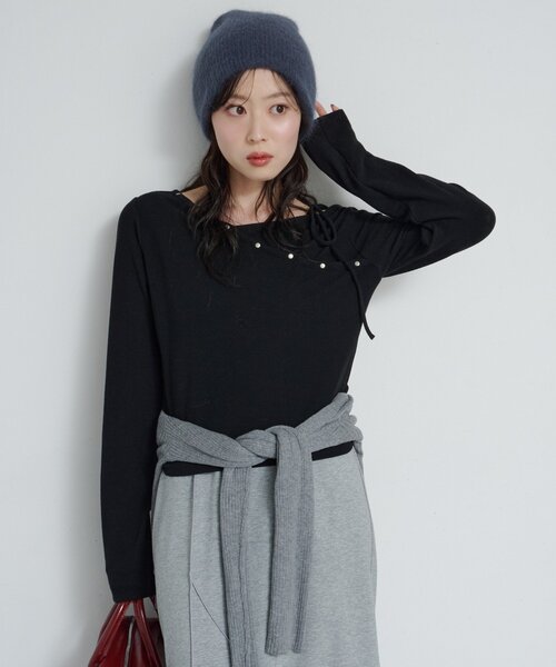 Kastane（カスタネ）の「【4色展開】モヘアタックビーニー（ニットキャップ/ビーニー・レディース・ブラック/アイボリー/グレー/ピンク・FREE）」の22枚目の写真