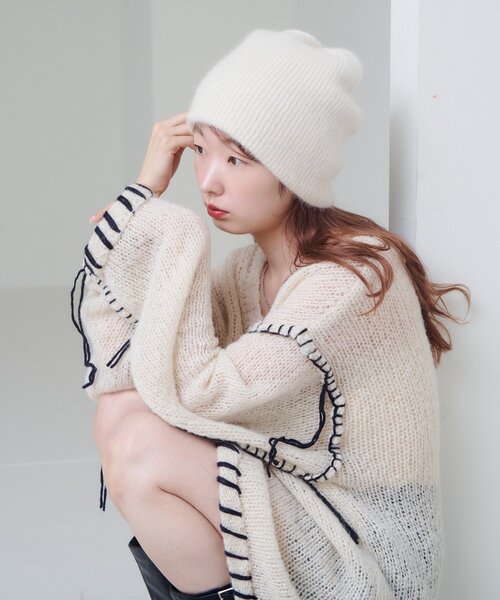 4色展開】モヘアタックビーニー（ニットキャップ/ビーニー）｜Kastane