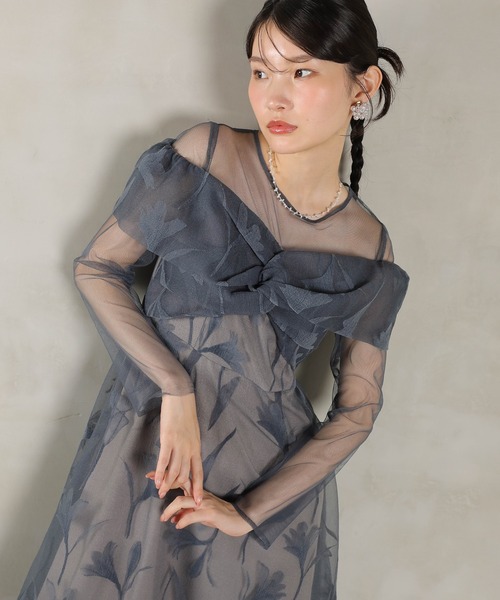 Kana(カナ)の「フロッキーレース チュール ボリュームデザイン Aライン ワンピース ドレスパーティー 結婚式 お呼ばれ オケージョン(ドレス・レディース・ブラウン/ブラック/グレー/ネイビー・M/S)」の1枚目の写真