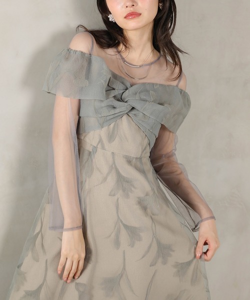Kana(カナ)の「フロッキーレース チュール ボリュームデザイン Aライン ワンピース ドレスパーティー 結婚式 お呼ばれ オケージョン(ドレス・レディース・ブラウン/ブラック/グレー/ネイビー・M/S)」の3枚目の写真