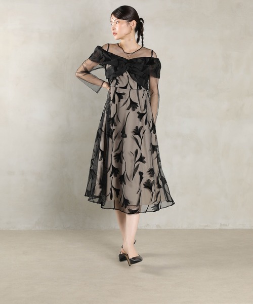Kana(カナ)の「フロッキーレース チュール ボリュームデザイン Aライン ワンピース ドレスパーティー 結婚式 お呼ばれ オケージョン(ドレス・レディース・ブラウン/ブラック/グレー/ネイビー・M/S)」の10枚目の写真
