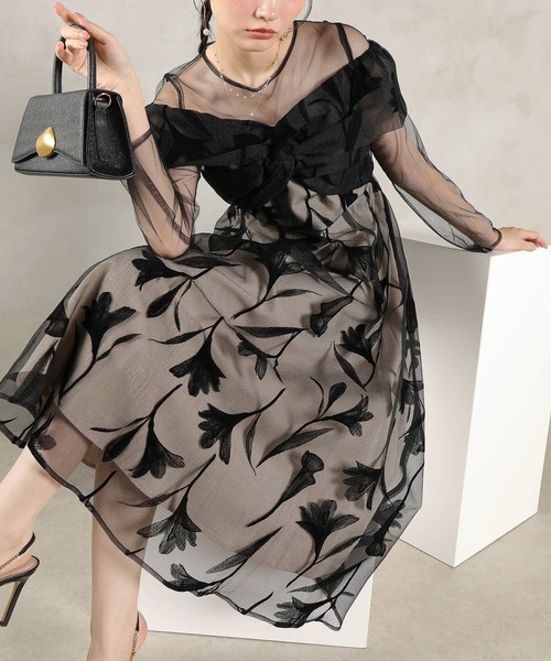 Kana(カナ)の「フロッキーレース チュール ボリュームデザイン Aライン ワンピース ドレスパーティー 結婚式 お呼ばれ オケージョン(ドレス・レディース・ブラウン/ブラック/グレー/ネイビー・M/S)」の8枚目の写真