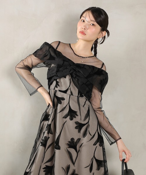 Kana(カナ)の「フロッキーレース チュール ボリュームデザイン Aライン ワンピース ドレスパーティー 結婚式 お呼ばれ オケージョン(ドレス・レディース・ブラウン/ブラック/グレー/ネイビー・M/S)」の9枚目の写真