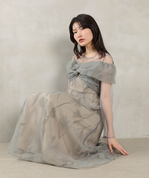 Kana(カナ)の「フロッキーレース チュール ボリュームデザイン Aライン ワンピース ドレスパーティー 結婚式 お呼ばれ オケージョン(ドレス・レディース・ブラウン/ブラック/グレー/ネイビー・M/S)」の15枚目の写真